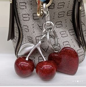 Cherry 🍒 & Heart ❤️ Bag Charm/ Keychain New